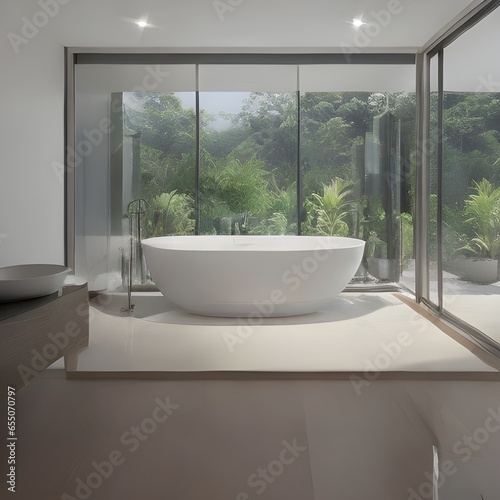 modern bathroom with bathtub © krishna