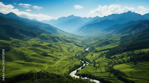 Mountain with beautiful terrain green, Aerial view.