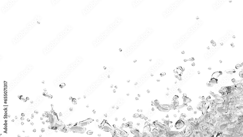 water splashes and waves on white background,3d rendering