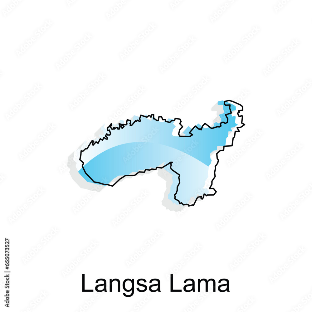 Langsa Lama map City. vector map of province Aceh capital Country colorful design, illustration design template on white background