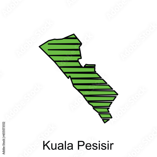 Kuala Pesisir map City. vector map of province Aceh capital Country colorful design, illustration design template on white background photo