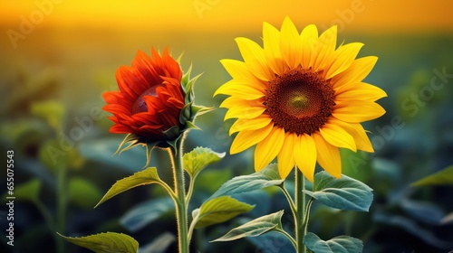 Friendship and tolerance concept,Field of sunflower photo