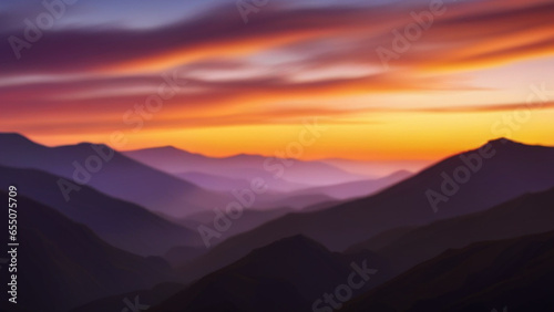 the grandeur of nature, featuring a breathtaking landscape with rolling hills, a meandering river, and a vibrant sunset that paints the sky in hues of orange and purple