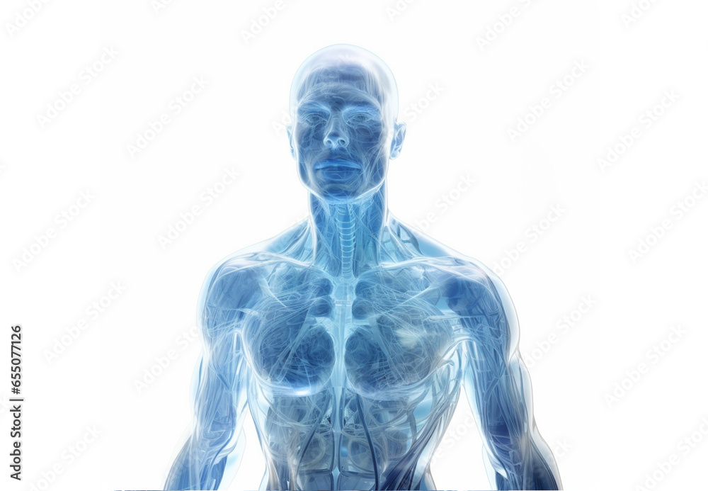 Human transparent body. Medical x-ray technology concept. Isolate on white background