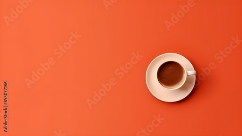 cup of coffee on a minimalist orange table