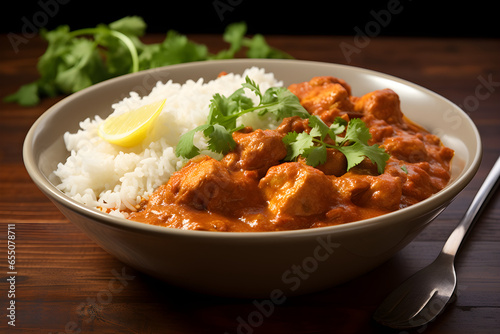 Vindaloo Indian chicken curry close up