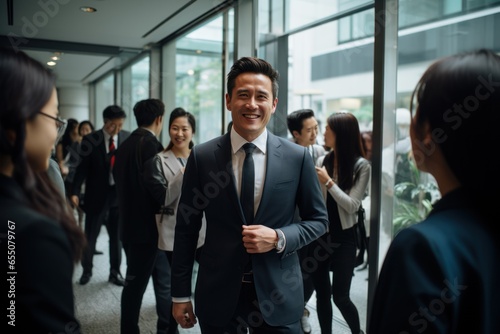 Chinese Make your next photo shoot a business shoot for Manulife! Chinese consultant wearing a suit to talk with Chinese clients photo