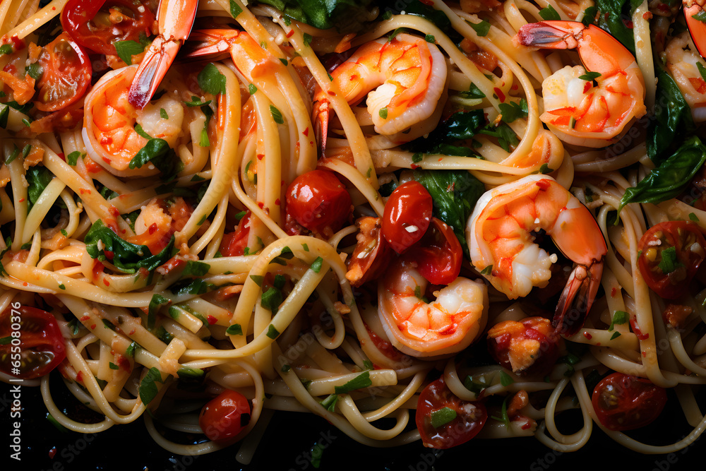 prawn pasta close up studio shot prawn pasta close up studio shot