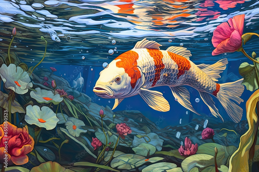 Vibrant Koi Fish Drawing Exemplifying Luck, Prosperity, and Harmony in ...