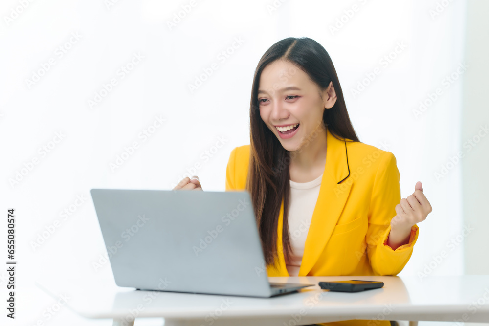 Confident female Asian china people advisor specializing in studying abroad, donning vibrant yellow suit, guiding students toward international education opportunities in global institutions. Confident female Asian china people advisor specializing in studying abroad, donning vibrant yellow suit, guiding students toward international education opportunities in global institutions.