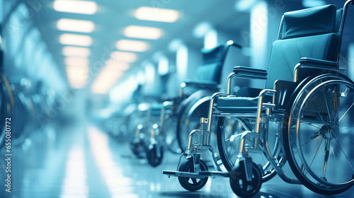 wheelchair in hospital corridor HD 8K wallpaper Stock Photographic Image © AA