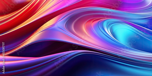 Abstract 3D Background, colorful holographic wavy waves flowing liquid paint.