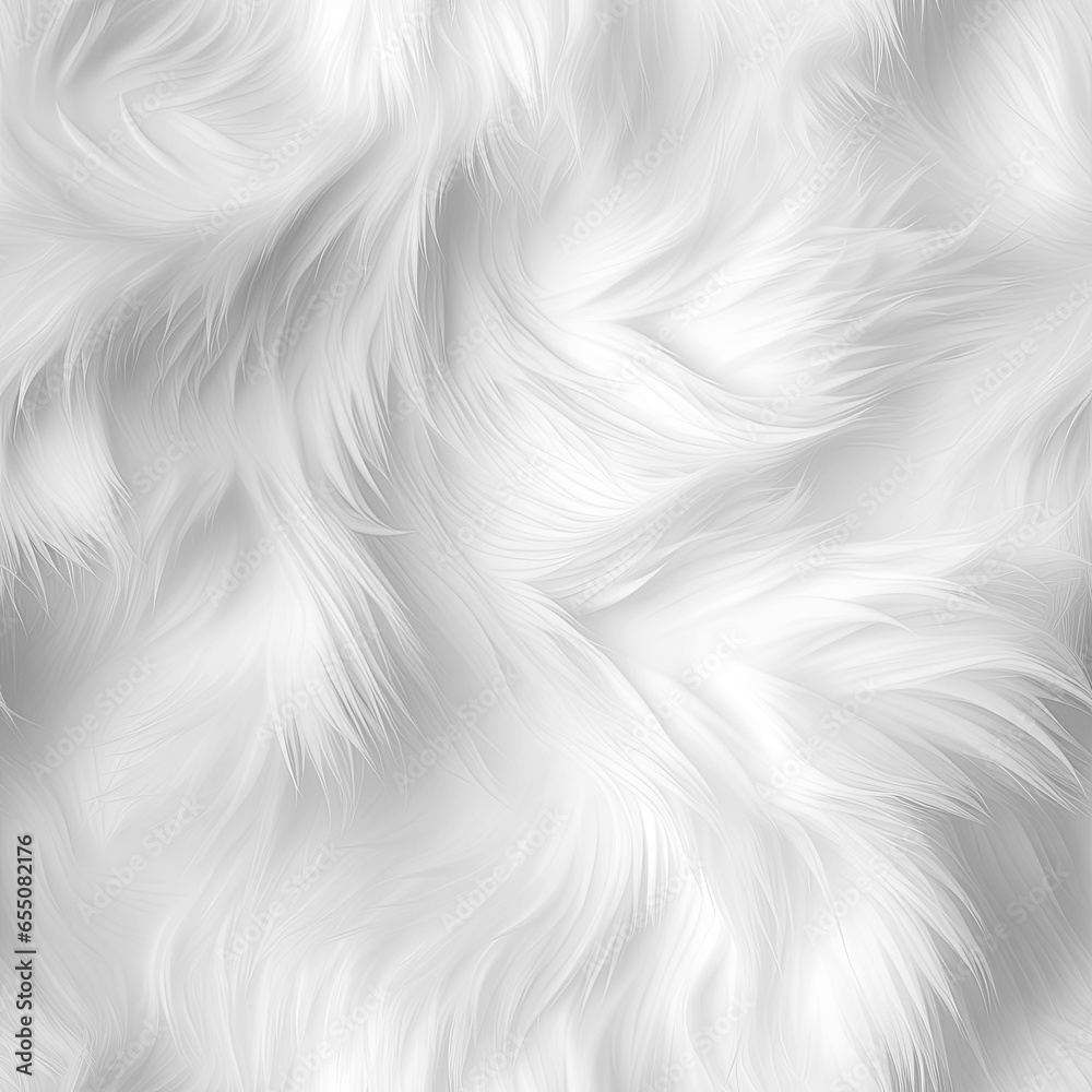 Abstract 3d white background, organic shapes seamless pattern texture, white fur fluffy - obrazy, fototapety, plakaty 
