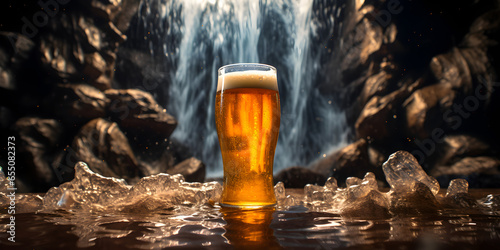glass of beer in a nature photo