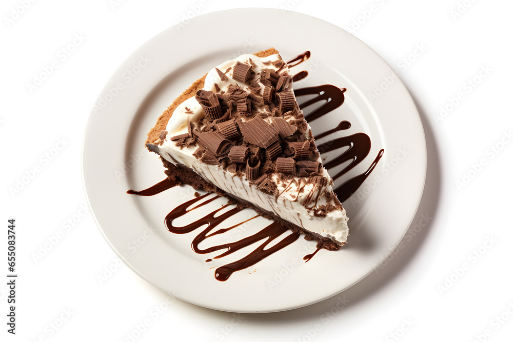 delicious slice of mud pie isolated on white delicious slice of mud pie isolated on white