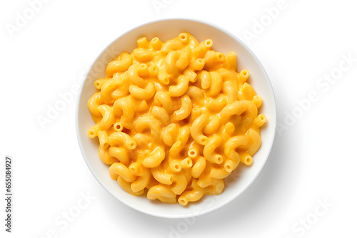 bowl of macaroni cheese isolated on white
