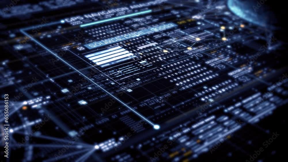 Advanced data matrix simulation UI with cutting-edge digital environment with a dynamic and immersive display of interconnected data matrix information networks systems background