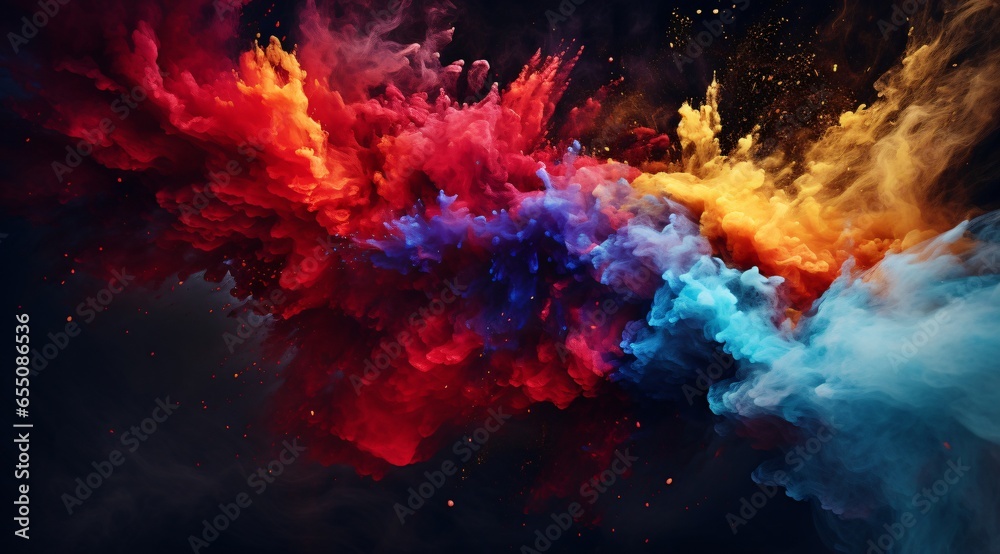 Explosion of colored powder on black background Explosion of colored powder on black background
