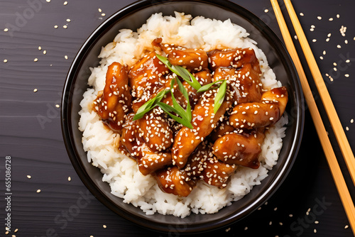 Delicious chicken teriyaki bowl with rice