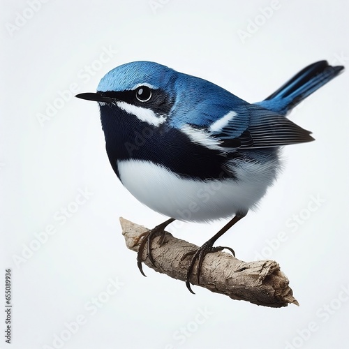 Black-throated Blue Warbler on a white background photo