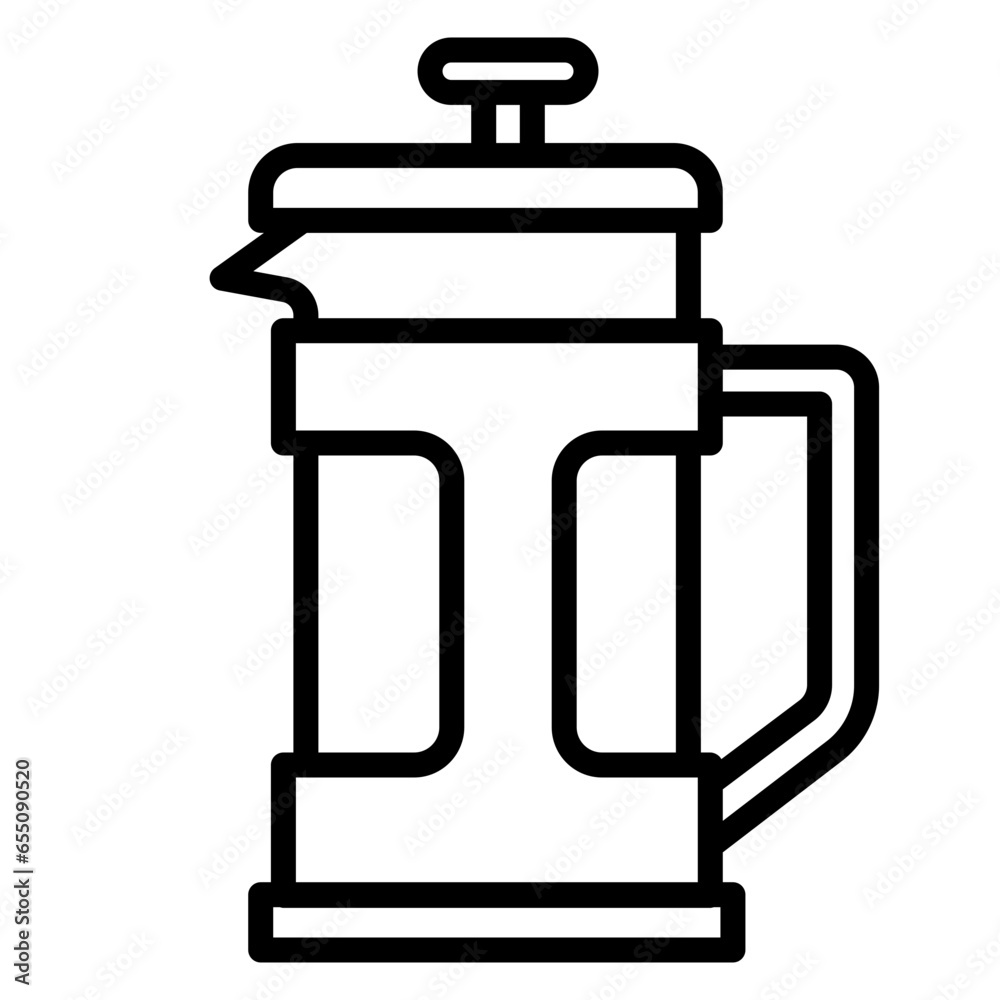 Illustration of Coffee French Press design Line Icon Illustration of Coffee French Press design Line Icon