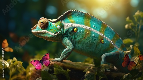 chameleon and butterfly