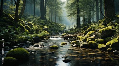 Captivating Natural Scenes: Embracing the Serenity of Rivers, Lakes, and Mountains in Beautiful Landscapes, generative AI