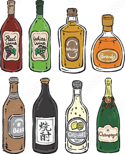 いろんな種類の酒瓶