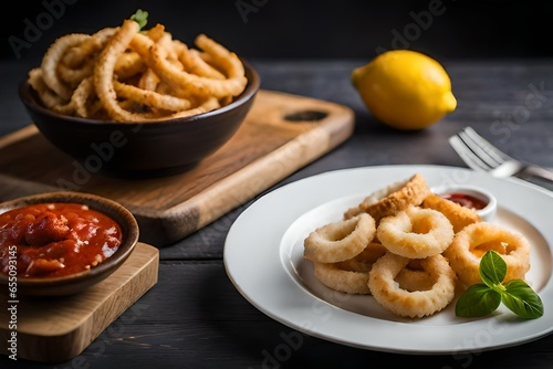 calamari rings with sauce