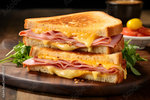 grilled ham and cheese sandwich, studio shot