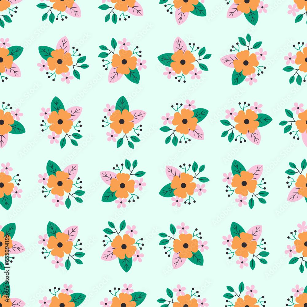 Flower bouquet seamless pattern. Suitable for backgrounds, wallpapers, fabrics, textiles, wrapping papers, printed materials, and many more. Flower bouquet seamless pattern. Suitable for backgrounds, wallpapers, fabrics, textiles, wrapping papers, printed materials, and many more.