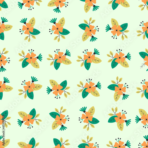 Flower bouquet seamless pattern. Suitable for backgrounds, wallpapers, fabrics, textiles, wrapping papers, printed materials, and many more. © Hartono Creative Std
