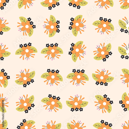 Flower bouquet seamless pattern. Suitable for backgrounds, wallpapers, fabrics, textiles, wrapping papers, printed materials, and many more. © Hartono Creative Std