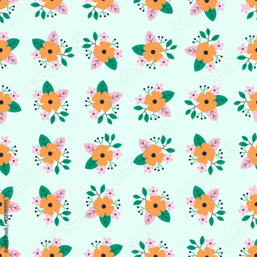 Flower bouquet seamless pattern. Suitable for backgrounds, wallpapers, fabrics, textiles, wrapping papers, printed materials, and many more.