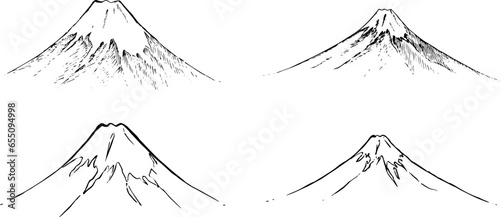 ペンで描いた富士山のイラスト
