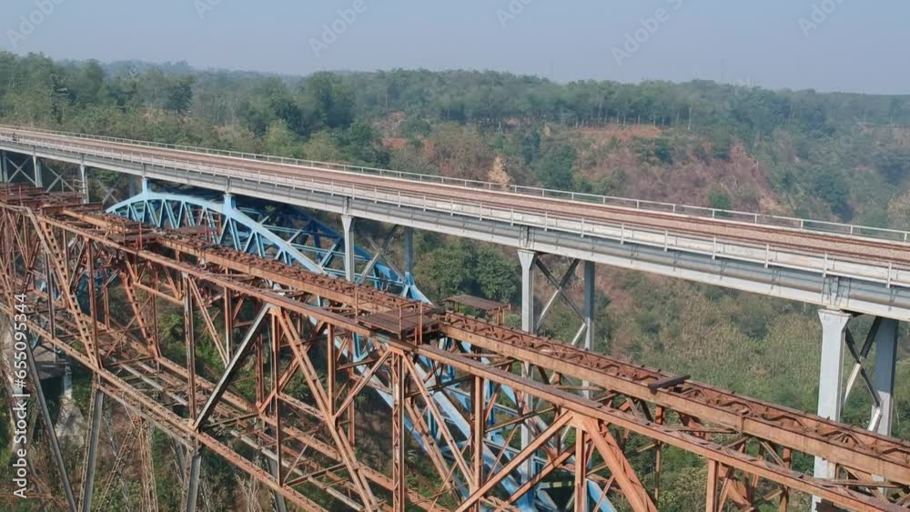 Aerial view of Cisomang train bridge. The highest railway Aerial view of Cisomang train bridge. The highest railway