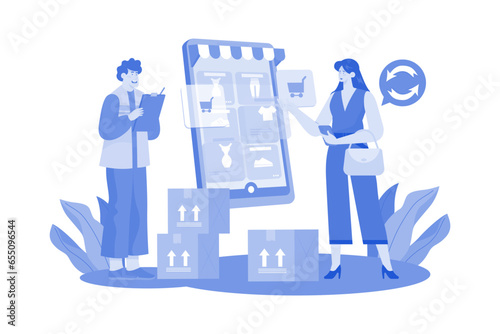 Returns and exchanges specialist assists with returns and exchanges.