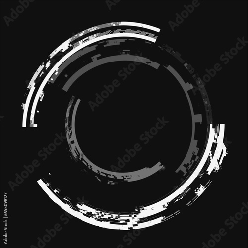 Dystopia Glitched Particle Circle Eye  Glyph Symbol Mark, Monochrome
