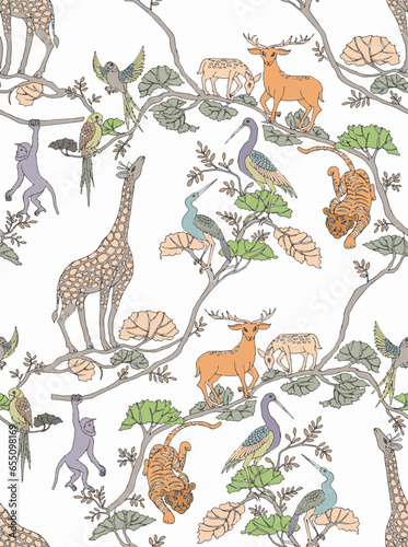 seamless pattern with animals © Nature Vector
