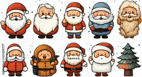 santa claus x mas sticker set