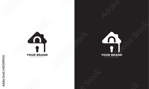 House padlock logo, vector graphic design