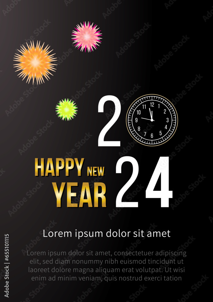 happy new year 2024. typography design for background, banner, poster, greeting happy new year 2024. typography design for background, banner, poster, greeting