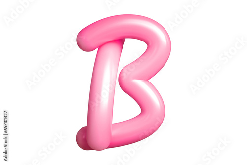 3D render interlaced font letter B in pink. Graphic resource suitable for prints, artworks, mood boards and web advertisings. High quality 3D illustration.
