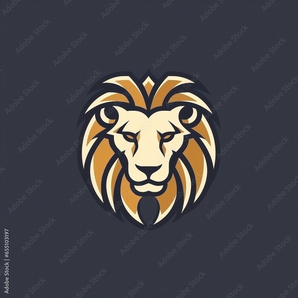 lion head illustration, minimalist, logo design, dark background, AI-generative lion head illustration, minimalist, logo design, dark background, AI-generative