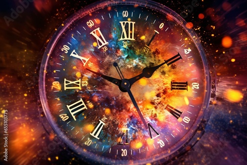 Time concept with vintage clock. Close up of clock face. Time concept. New Year's Eve concept