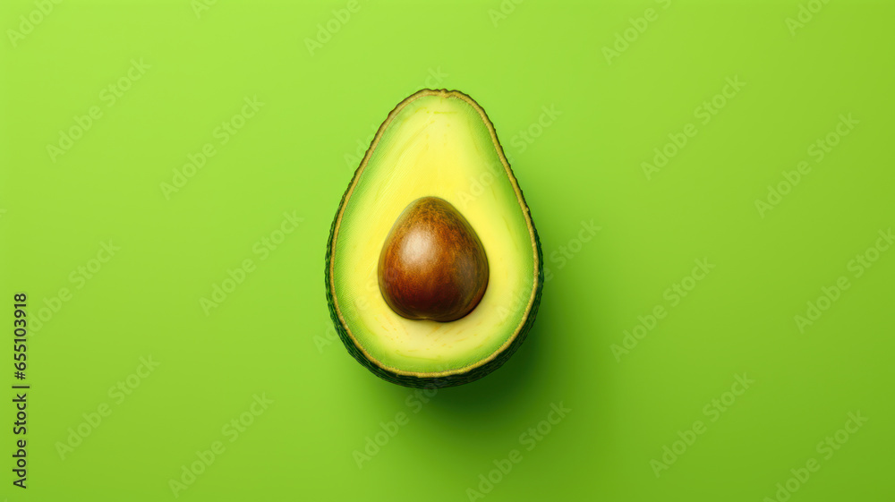 Avocado on Green Background, Colorful Minimalism Avocado on Green Background, Colorful Minimalism