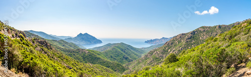 Panoramic view at the nature of Corsica (West coast) in France