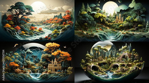 Vibrant Scenes of Nature: Captivating Landscapes, Refreshing Waters, and Lush Forests, generative AI