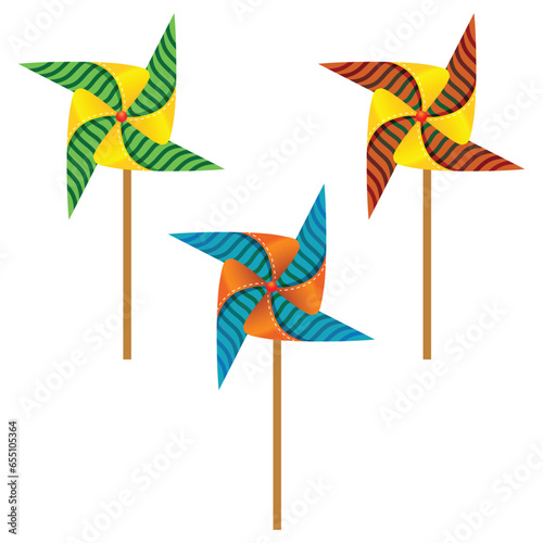 Three Different Color Windmill Paper Toy (Firki)
