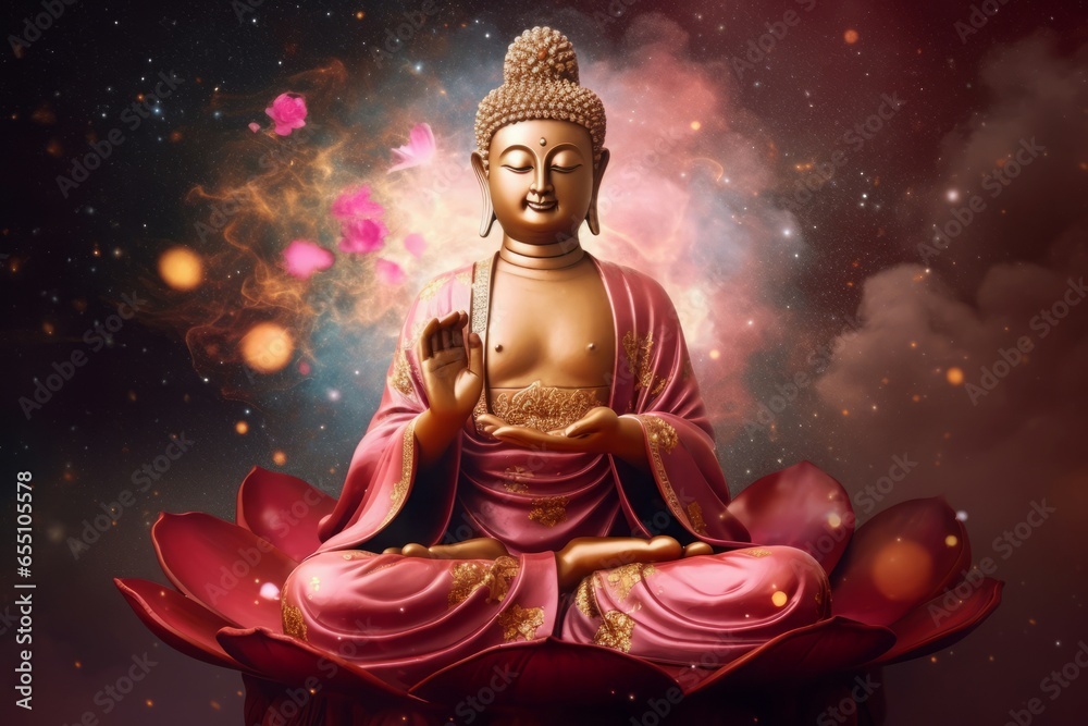 Ksitigarbha Bodhisattva. Temple god zen. Generate Ai